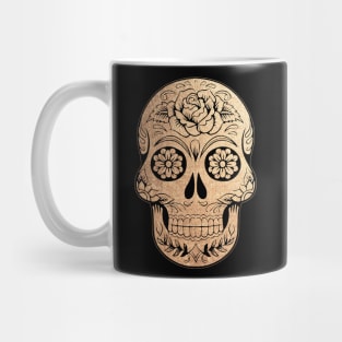 Floral Skull Tattoo Gold Mug